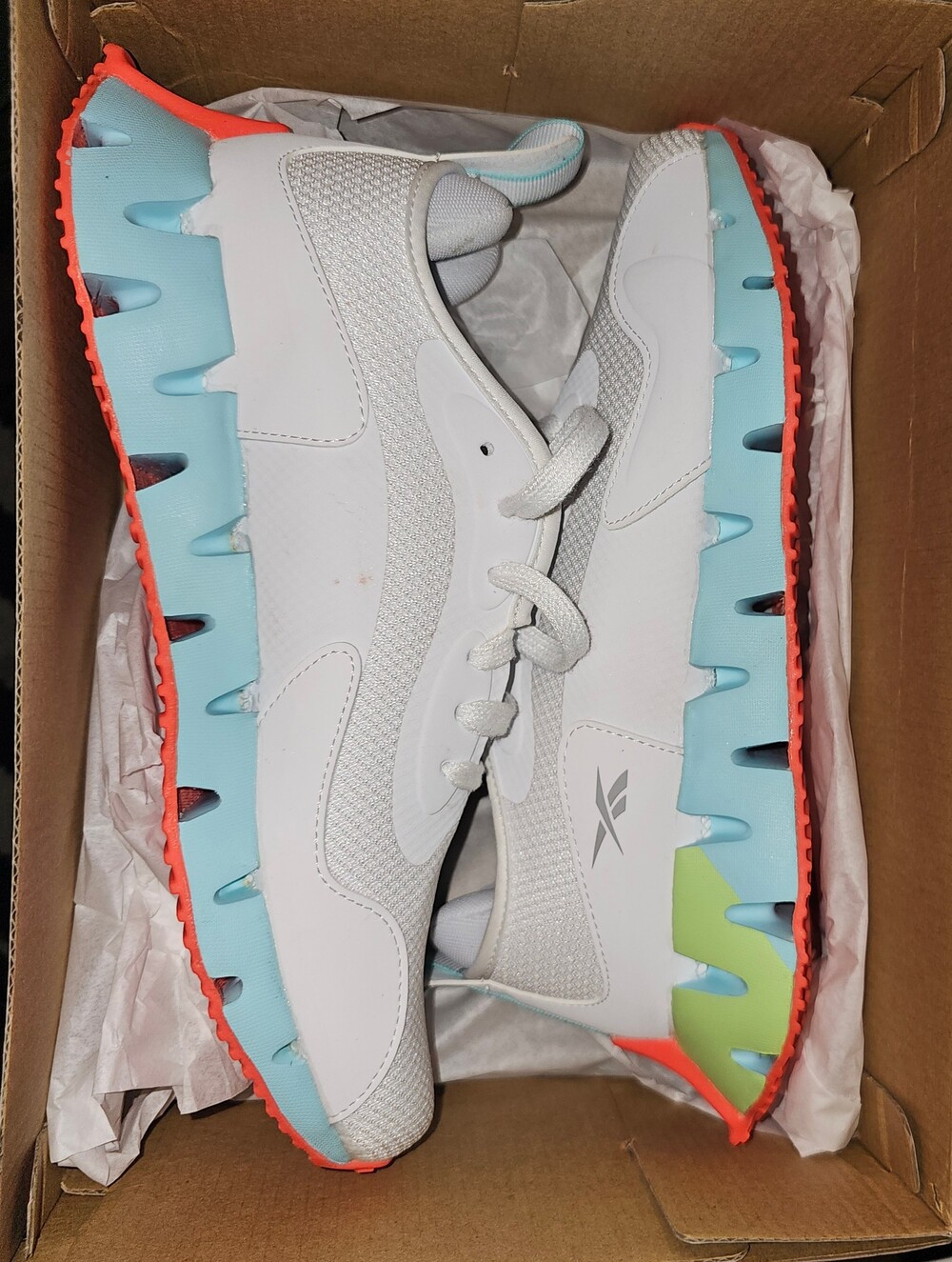 Reebok Zig Dynamica Running Shoes Size 9 White Ortholite Comfort Footbed